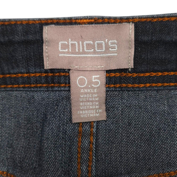 EUC Chico's High Rise Straight Leg Denim Ankle Jeans Sz 0.5 [5-6]x28 Dark Indigo - Picture 5 of 9